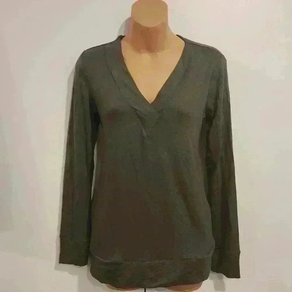 NWT Market & Spruce Olive Estoria French Terry Pocket Knit Long-Sleeve Top - Picture 2 of 11